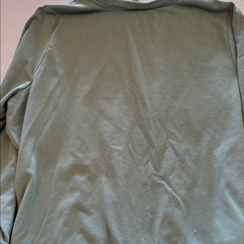 ÇATO Embroidered Crewneck French Terry Sweatshirt Top - Sage Green 3X - Picture 9 of 10